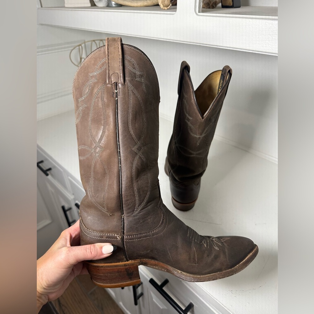 Vintage Dan Post Cowboy Boots Brown Leather Western Boot Mens 8D Wmn 9.5 Classic - Picture 7 of 10